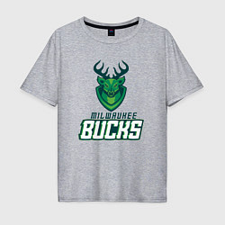 Футболка оверсайз мужская Milwaukee Bucks NBA, цвет: меланж