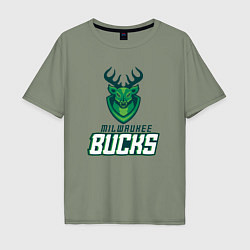 Футболка оверсайз мужская Milwaukee Bucks NBA, цвет: авокадо