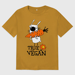 Футболка оверсайз мужская True vegan (истинный веган), цвет: горчичный