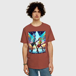 Футболка оверсайз мужская Rick and Morty - punk rock, цвет: кирпичный — фото 2