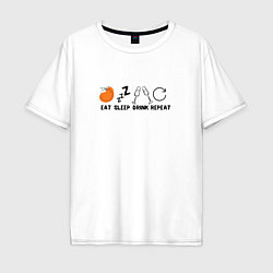 Футболка оверсайз мужская Планы на Новый год - eat sleep drink repiat, цвет: белый