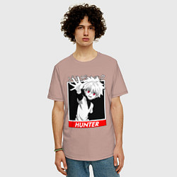 Футболка оверсайз мужская Хантер Килуа Золдик, цвет: пыльно-розовый — фото 2