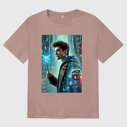 Футболка оверсайз мужская Harry Potter - urban style, цвет: пыльно-розовый