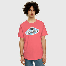 Футболка оверсайз мужская Play hockey, цвет: коралловый — фото 2