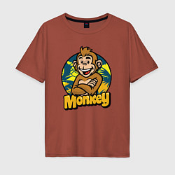 Футболка оверсайз мужская Monkey jungle, цвет: кирпичный