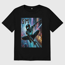 Футболка оверсайз мужская Neon Spider-man - ai art fantasy, цвет: черный