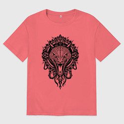 Футболка оверсайз мужская Графичная змея, цвет: коралловый