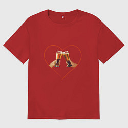 Футболка оверсайз мужская Пиво и любовь, цвет: красный