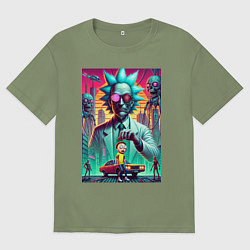Футболка оверсайз мужская Рик подарил Морти автомобиль - нейроарт, цвет: авокадо