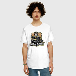 Футболка оверсайз мужская Skull army, цвет: белый — фото 2