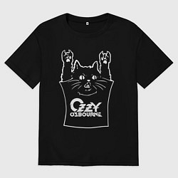 Футболка оверсайз мужская Ozzy Osbourne - cat rock, цвет: черный