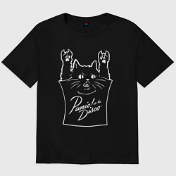 Футболка оверсайз мужская Panic at the disco - cat rock, цвет: черный