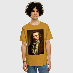 Футболка оверсайз мужская Старинный портрет, цвет: горчичный — фото 2