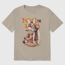 Футболка оверсайз мужская Созданный в бездне - Наначи, цвет: миндальный