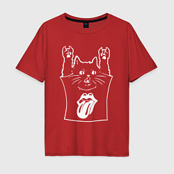 Футболка оверсайз мужская Rolling Stones - cat rock, цвет: красный