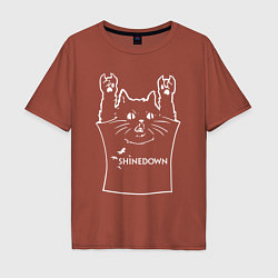 Футболка оверсайз мужская Shinedown - cat rock, цвет: кирпичный
