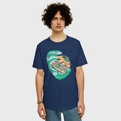 Футболка оверсайз мужская Серфингист гитарист, цвет: тёмно-синий — фото 2
