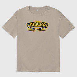 Футболка оверсайз мужская Мечи самурая, цвет: миндальный