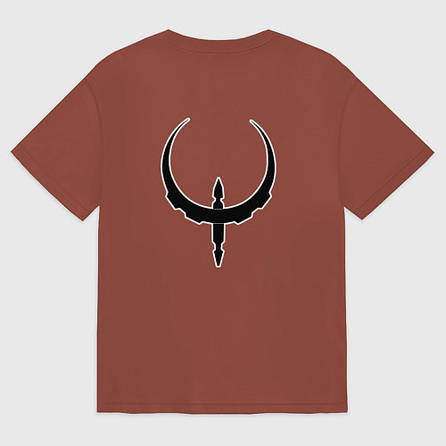 Мужская футболка оверсайз Чёрно-белый знак quake / Кирпичный – фото 2