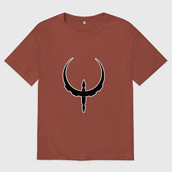 Футболка оверсайз мужская Чёрно-белый знак quake, цвет: кирпичный