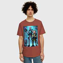 Футболка оверсайз мужская Rick and Morty - cyber special forces, цвет: кирпичный — фото 2