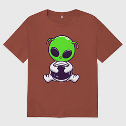 Футболка оверсайз мужская Пришелец космонавт, цвет: кирпичный