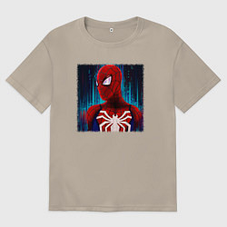 Футболка оверсайз мужская Человек паук новый, цвет: миндальный
