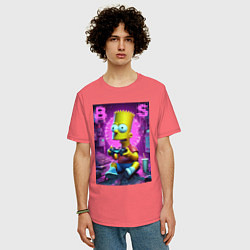 Футболка оверсайз мужская Bart Simpson - cool gamer, цвет: коралловый — фото 2