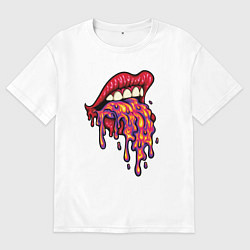 Футболка оверсайз мужская Crazy lips, цвет: белый