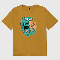Футболка оверсайз мужская Skeletor surfer, цвет: горчичный