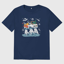 Футболка оверсайз мужская Космический автомобиль, цвет: тёмно-синий
