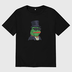 Футболка оверсайз мужская Лягушонок пепе, цвет: черный