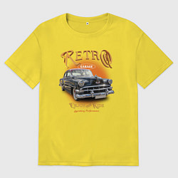 Футболка оверсайз мужская Ретро гараж и автомобиль Chevrolet 210 Deluxe, цвет: желтый