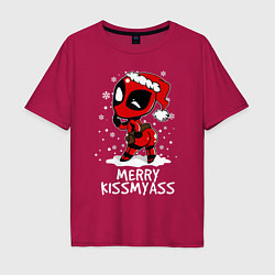 Футболка оверсайз мужская Deadpool - merry kiss my ass, цвет: маджента