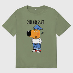 Футболка оверсайз мужская Chill guy smart, цвет: авокадо
