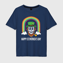 Футболка оверсайз мужская Happy St Patricks day - skull, цвет: тёмно-синий