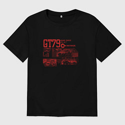 Футболка оверсайз мужская Коллаж из спорткаров, цвет: черный
