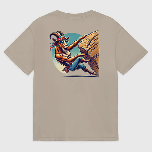 Мужская футболка оверсайз Безумный горный / Миндальный – фото 2