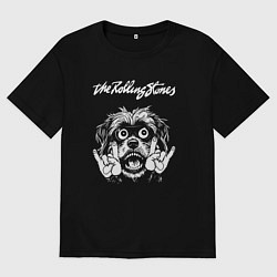 Футболка оверсайз мужская Rolling Stones rock dog, цвет: черный