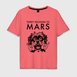 Футболка оверсайз мужская Thirty Seconds to Mars - rock dog, цвет: коралловый