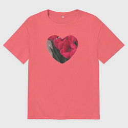 Футболка оверсайз мужская Валентинка, цвет: коралловый