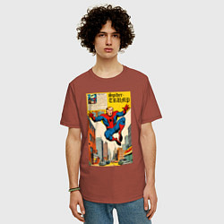 Футболка оверсайз мужская Spider-Trump superhero, цвет: кирпичный — фото 2