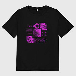 Футболка оверсайз мужская Кошки-девушки и котёнок, цвет: черный