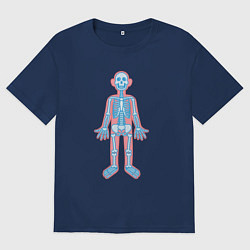 Футболка оверсайз мужская Скелетик, цвет: тёмно-синий