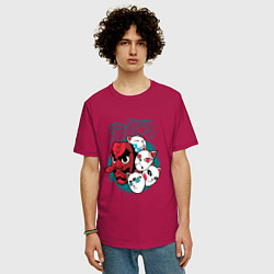 Футболка оверсайз мужская Клинок рассекающий демонов Урокодаки, цвет: маджента — фото 2