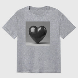 Футболка оверсайз мужская Большое чёрное сердце, цвет: меланж