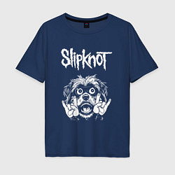 Футболка оверсайз мужская Slipknot rock dog, цвет: тёмно-синий