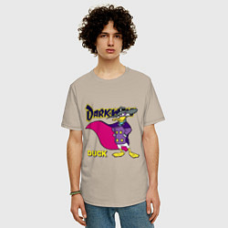 Футболка оверсайз мужская Чёрный плащ - Кряк Лапчатый, цвет: миндальный — фото 2