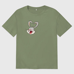 Футболка оверсайз мужская Багз Банни поцелуй - парные зайцы, цвет: авокадо