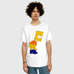 Футболка оверсайз мужская Барт без штанов, цвет: белый — фото 2